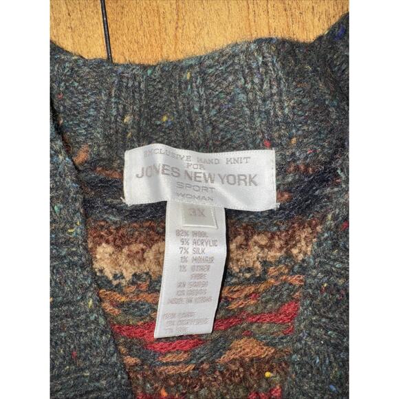 Jones New York Cardigan Sweater Unisex 3X Hand Knit Wool Mohair 28x31 Oversized - Picture 5 of 5
